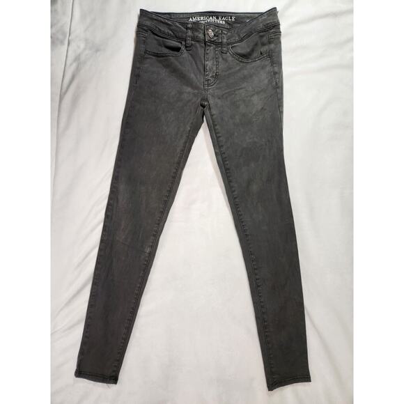 Sz 2 American Eagle Jeans Gray/Green AEO Sateen Jegging Womens Size Two - Picture 2 of 10